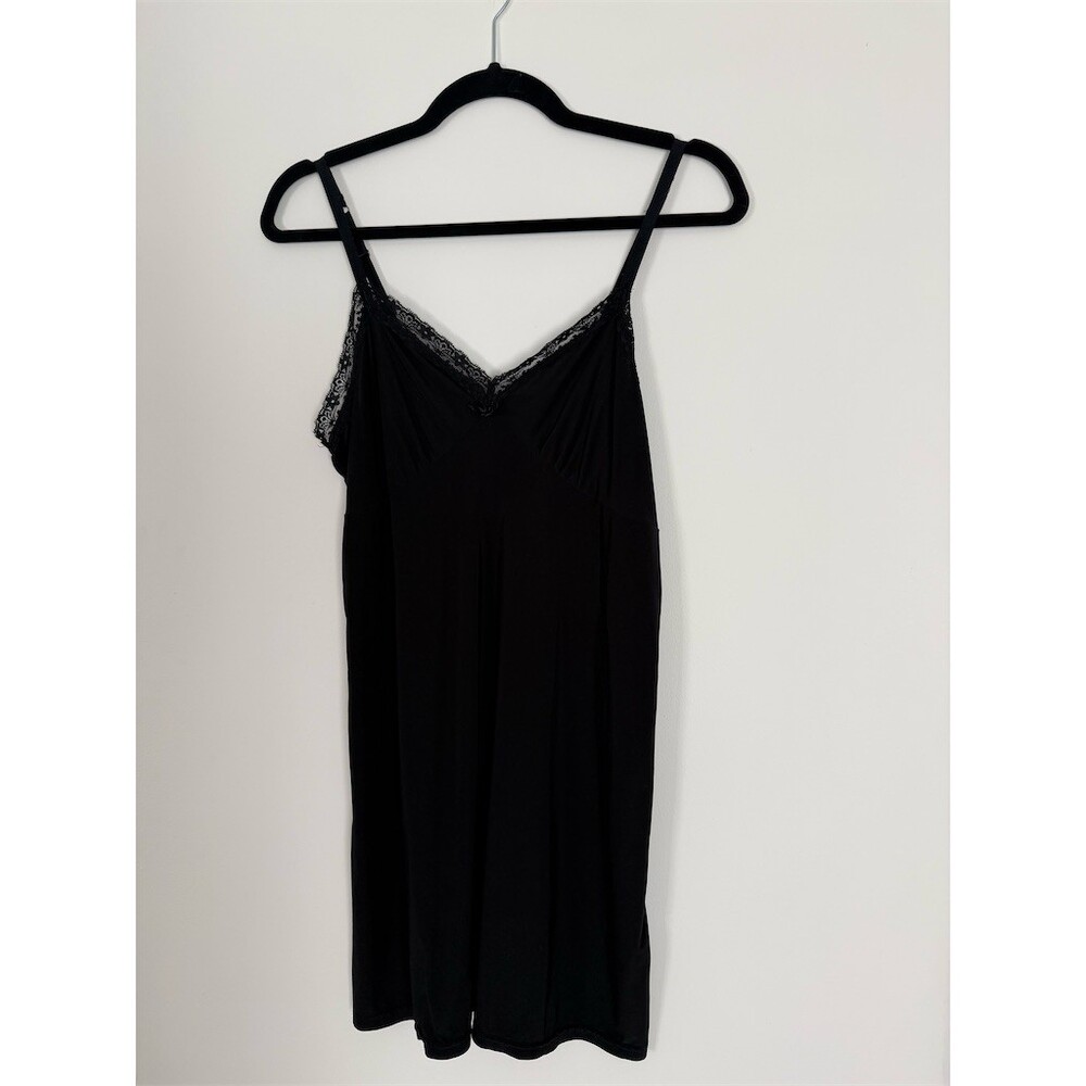 Nightgown Womens Size S Black Lace Trim V-Neck Sleepwear
